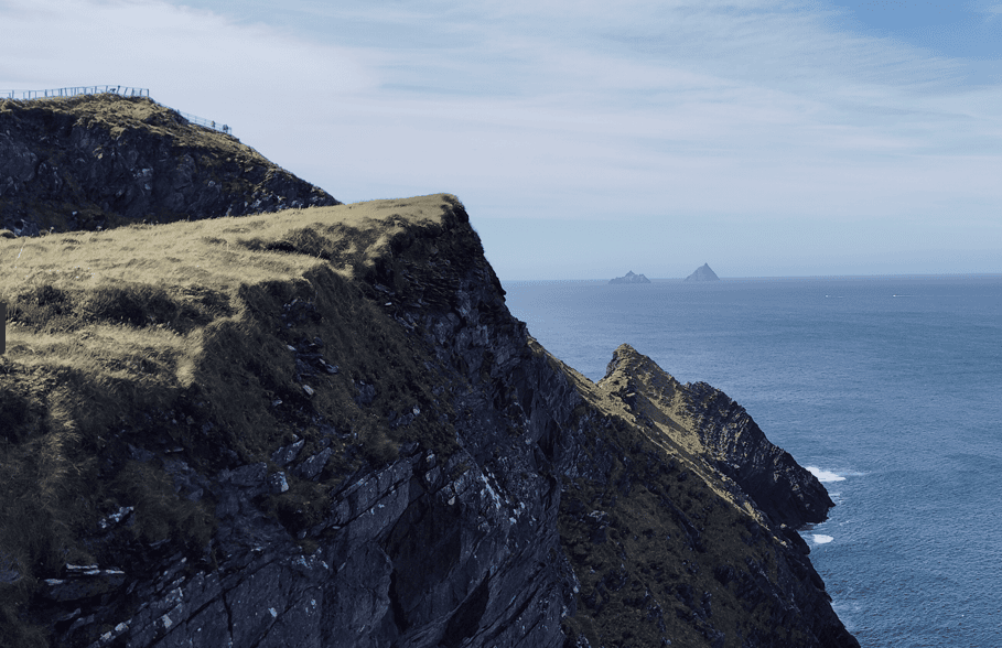 High sea cliffs and Atlantic coastline at Kerry Cliffs in County Kerry.